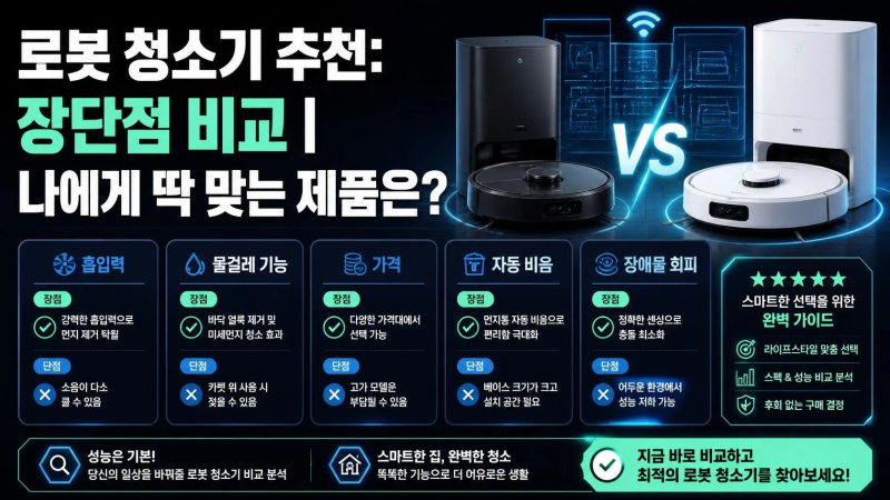 로봇청소기 추천 장단점 비교 | 나에게 딱 맞는 건?