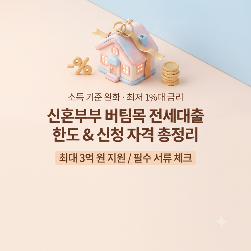 신혼부부 버팀목 전세자금대출 한도 및 소득 기준 완화 총정리 (금리·신청 팁)
