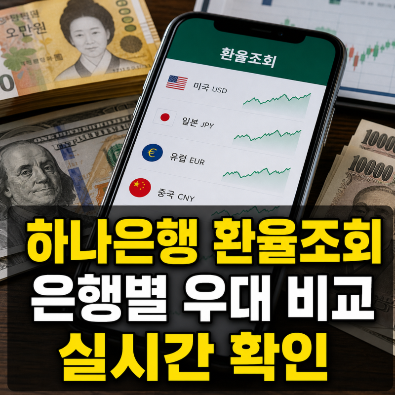하나은행 환율조회 바로가기 실시간 은행별 환율 우대 비교