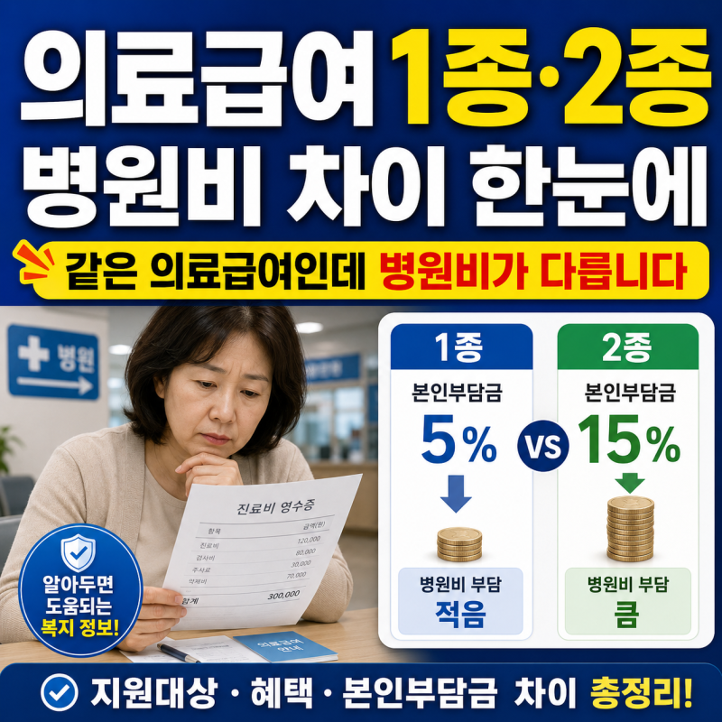 2027 의료급여 1종·2종 차이, 나는 어느 쪽이고 병원비는 얼마나 다를까?