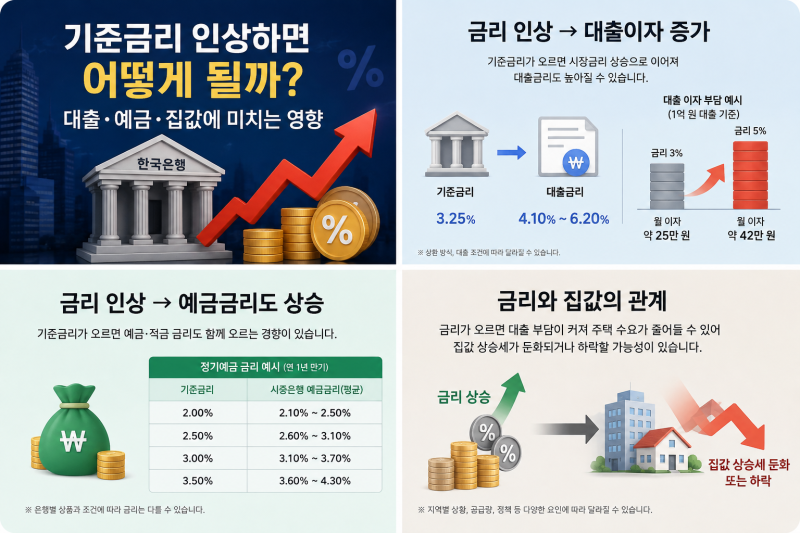 기준금리 인상하면 어떻게 될까? 대출·예금·집값에 미치는 영향