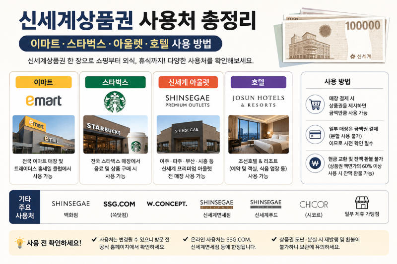 신세계상품권 사용처 총정리 | 이마트·스타벅스·아울렛·호텔 사용 방법