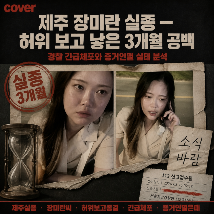 <b>제주</b> 장미란 <b>실종</b> 사건 <b>허위 종결</b> 담당 경찰 긴급체포와 증거인멸 ....