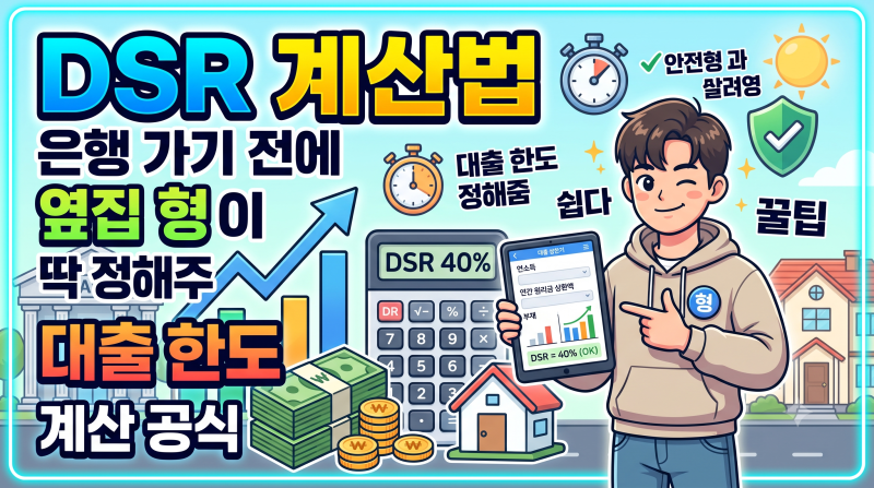 DSR 계산법, 은행 가기 전에 옆집 형이 딱 정해주는 대출 한도 계산 공식 (스트레스 DSR 꿀팁)