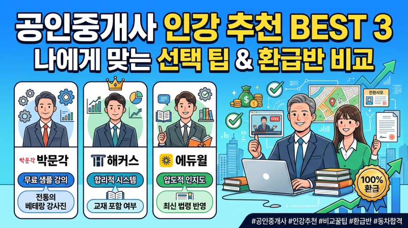 공인중개사 인강 비교 추천 및 비용·학원 선택 팁