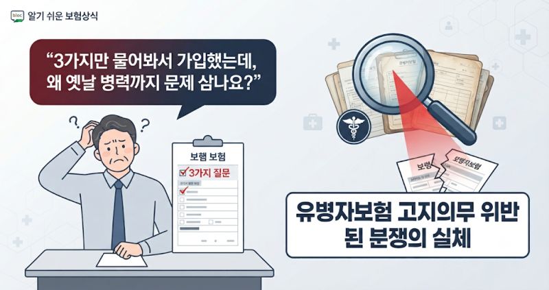 "3가지만 물어봐서 가입했는데, 왜 옛날 병력까지 문제 삼나요?" — 유병자보험 고지의무 위....