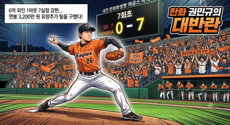 연봉 3,200만 원의 대반란! 6억 외인 무너진 날, 한화 권민규는 어떻게 팬들의 박수를 받았을까....