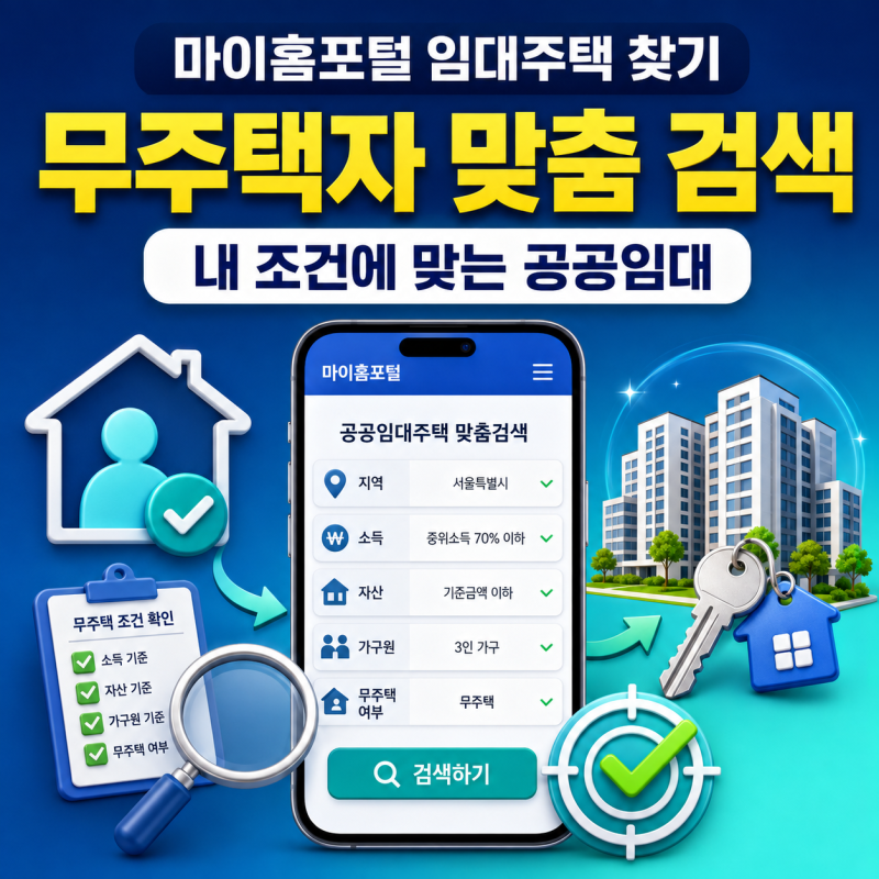 마이홈포털에서 나에게 딱 맞는 임대주택을 찾는 방법, 무주택자로서 내 조건에 맞는 공공임....
