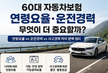 60대 자동차보험 보험료 비교, 연령요율과 운전경력 인정 무엇이 더 중요할까