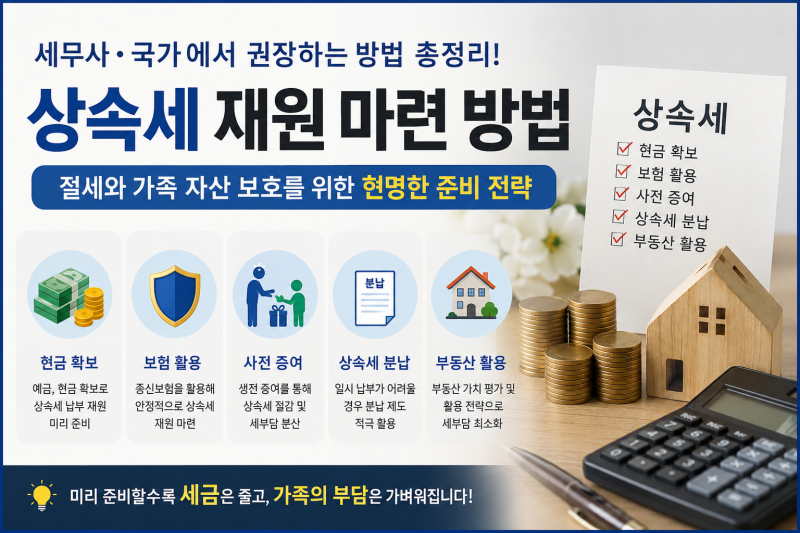 상속세 재원 마련 방법 5가지｜예금·보험·증여·연부연납·물납 총정리