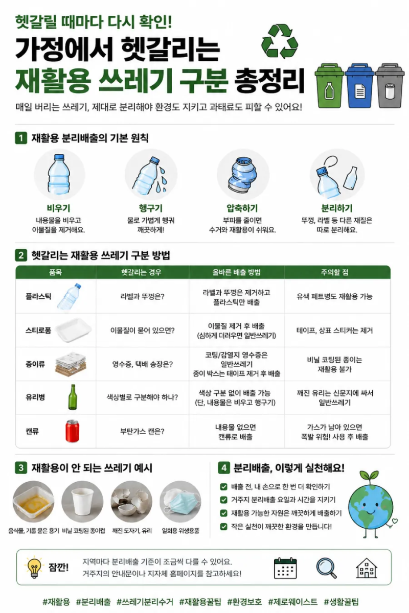 재활용 분리수거 방법 총정리｜플라스틱·비닐·스티로폼 헷갈리는 쓰레기 쉽게 구분하는 법