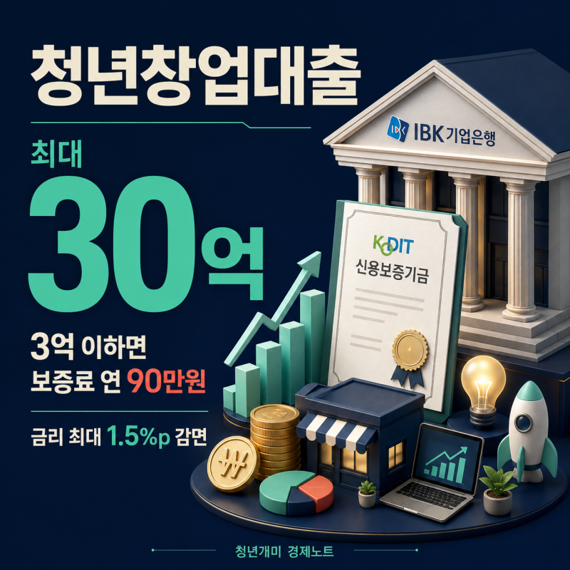 IBK유망청년창업대출 만39세 이하 3억 보증료·이자 계산