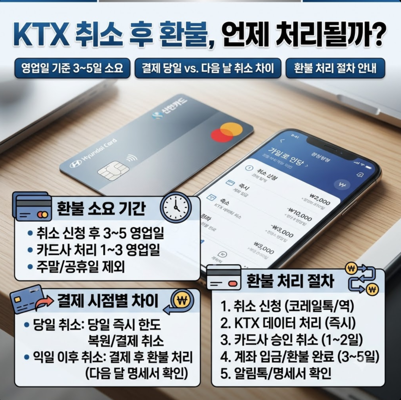 KTX 취소 후 환불 언제 들어올까? 카드 결제 반환 확인