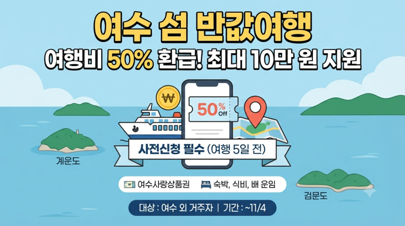 여수 섬 반값여행｜여행경비 50% 환급, 최대 10만 원 받는 방법 총정리