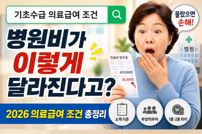 “병원비가 이렇게 달라진다고?” 2026 기초수급자 의료급여 조건, 1종·2종 차이까지