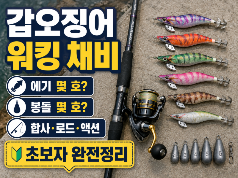 갑오징어 워킹 채비 완전정리｜에기 몇 호? 봉돌·합사·로드·액션까지