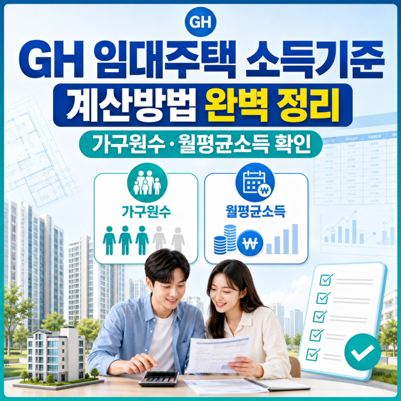GH 임대주택 소득기준 계산방법, 가구원수와 월평균소득은 어떻게 확인할까?