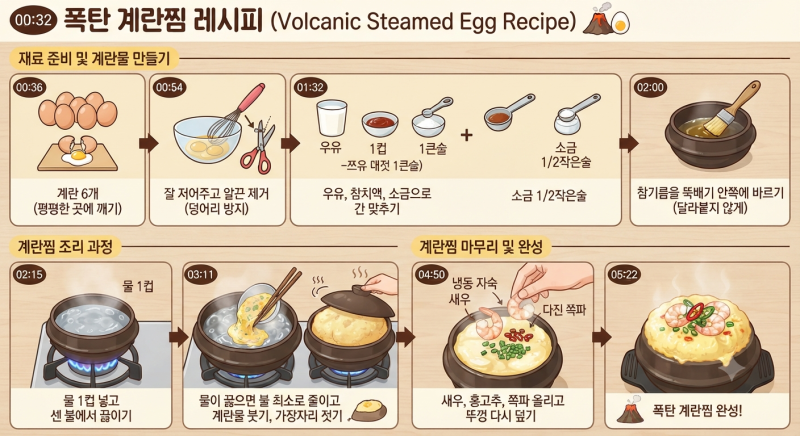 실패 없는 '폭탄계란찜' 만들기: 뚝배기 하나로 식당 비주얼 집에서 재현하기