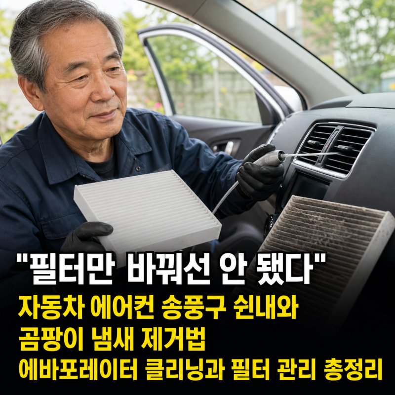 "필터만 바꿔선 안 됐다" 자동차 에어컨 송풍구 쉰내와 곰팡이 냄새 제거법 에바포레이터 클....