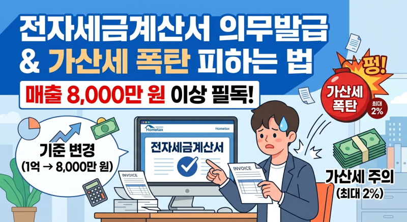 개인사업자 전자세금계산서 의무발급 기준과 미발행 가산세 폭탄 피하는 법 (매출 기준 변경....