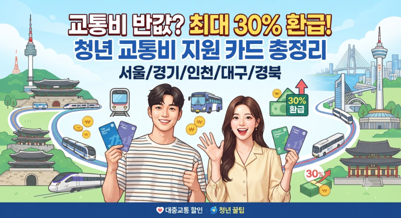 교통비 아끼는 법! 서울 경기도 대구 인천 경북 청년 교통비 지원 혜택 총정리