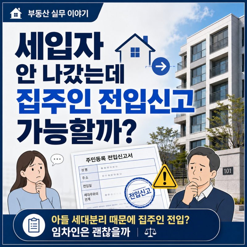 세입자 만기 전 집주인이 전입신고? 아들 세대분리 때문에 주소 먼저 옮겨도 될까