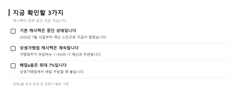 인천이음 캐시백 중단, 그래도 남아 있는 혜택 정리 (2026년 8월)