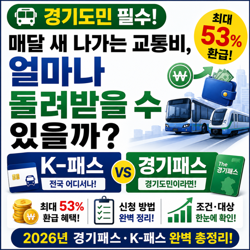 경기도민이라면 매달 새 나가는 교통비, 얼마나 돌려받을 수 있을까? 2026년 경기패스·K-패스 ....