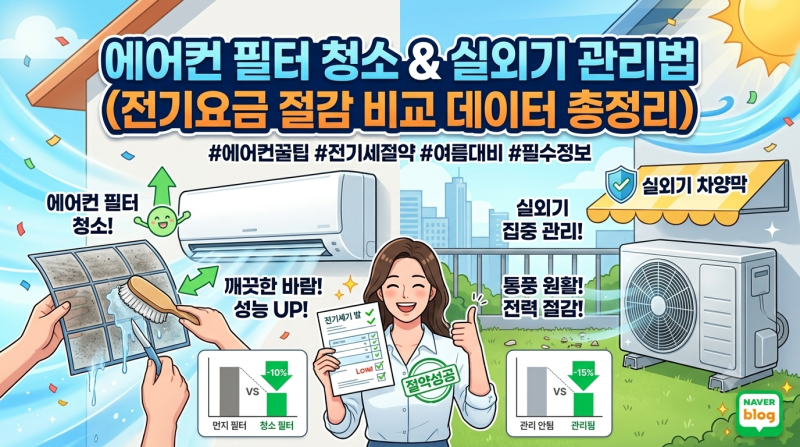에어컨 필터 청소 & 실외기 관리법 (전기요금 절감 비교 데이터 총정리)