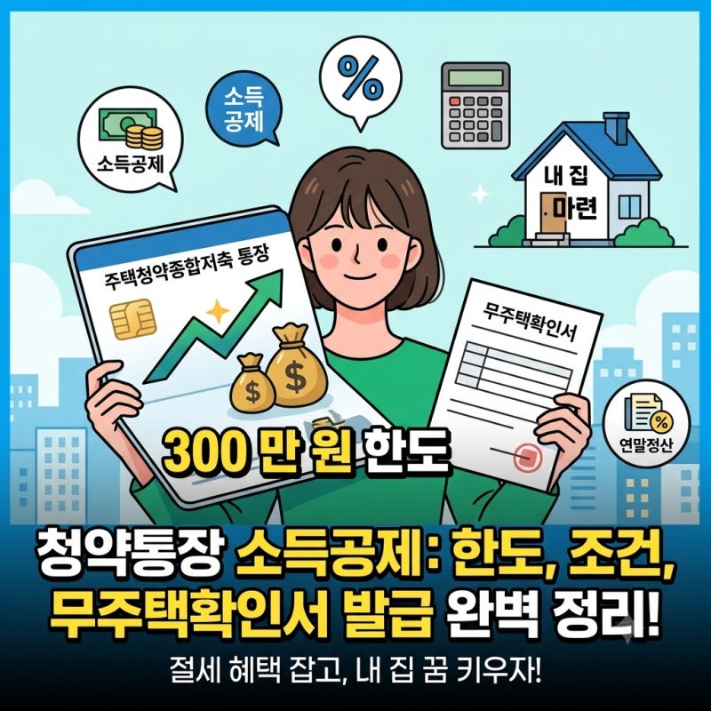 주택청약통장 소득공제 한도 조건 무주택 확인서 발급 등록 발급받는 법