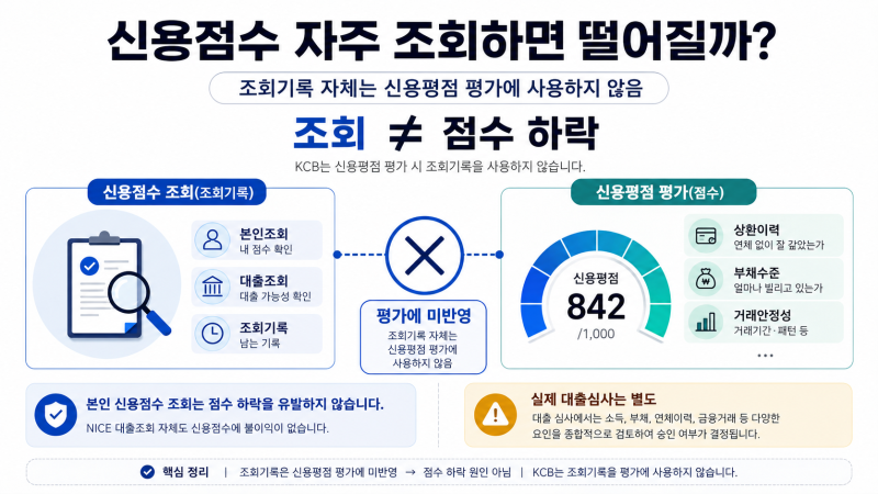 신용점수 자주 조회하면 떨어질까? 본인조회·대출조회·실제 대출은 다릅니다