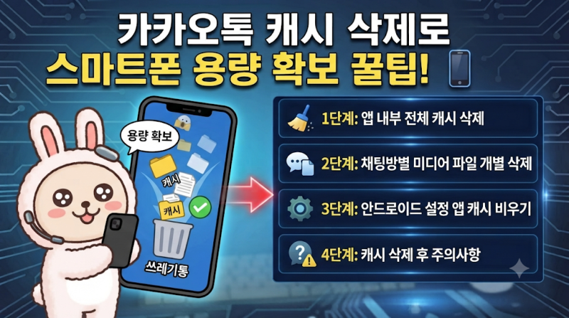 카카오톡 캐시 데이터 삭제하여 스마트폰 용량 확보하는 꿀팁