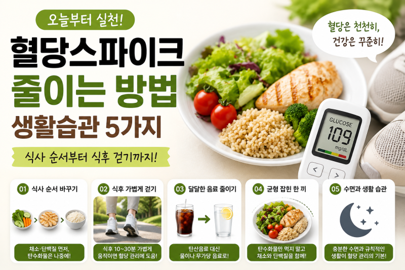 혈당스파이크 줄이는 방법, 식사할 때 바꿔볼 간단한 습관 5가지