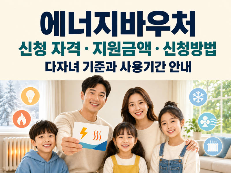 에너지바우처 신청 자격·지원금액·신청방법/다자녀 기준과 사용기간 안내