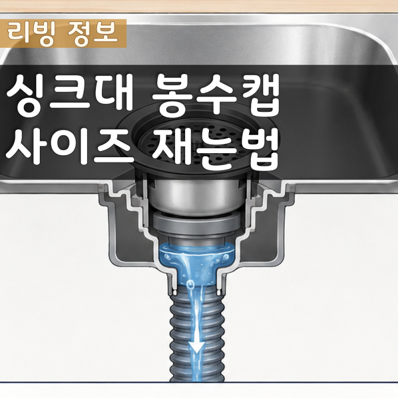 싱크대 봉수캡 뜻과 역할, 사이즈 재는법 및 빼는법