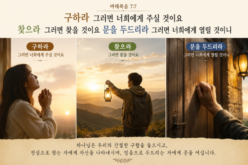 마태복음 7:8 구하라,찿으라,두드려라