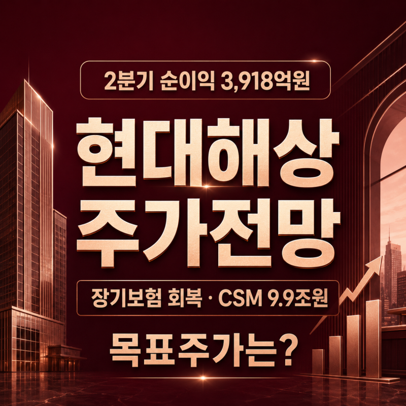 현대해상 주가전망, 2분기 순이익 3,918억원과 장기보험 회복, 목표주가는?[126편]