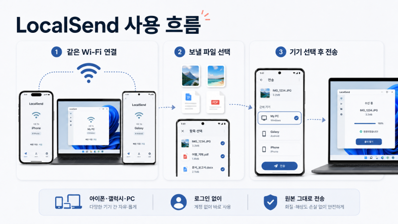 아이폰·갤럭시·PC 파일 옮기기, 카톡 말고 LocalSend 써보세요