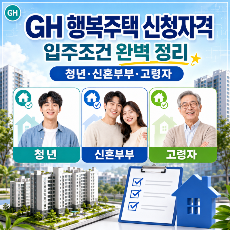 GH 행복주택 신청자격, 청년·신혼부부·고령자별 입주조건을 완벽하게 파악하는 방법은 무엇....