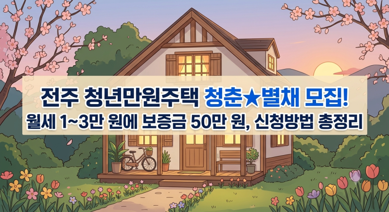 전주 청년만원주택 청춘★별채 모집! 월세 1~3만 원에 보증금 50만 원, 신청방법 총정리