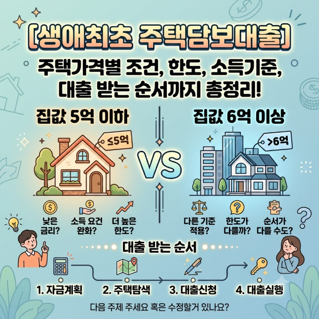 [생애최초 주택담보대출] 주택가격별 조건, 한도, 소득기준, 대출 받는 순서까지 총정리 (ft. ....