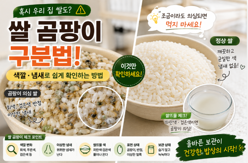 쌀 곰팡이 구분법, 색깔과 냄새로 확인하는 방법