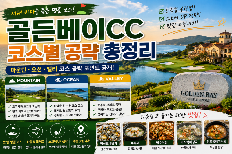 골든베이CC 코스별 공략 총정리마운틴·오션·밸리 코스 전략부터 태안 주변 맛집까지!