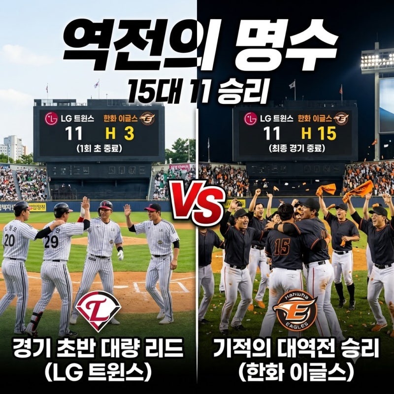 LG 한화 대역전승, 1회 7실점 0-9 스코어가 뒤집힌 소름 돋는 반전 이유