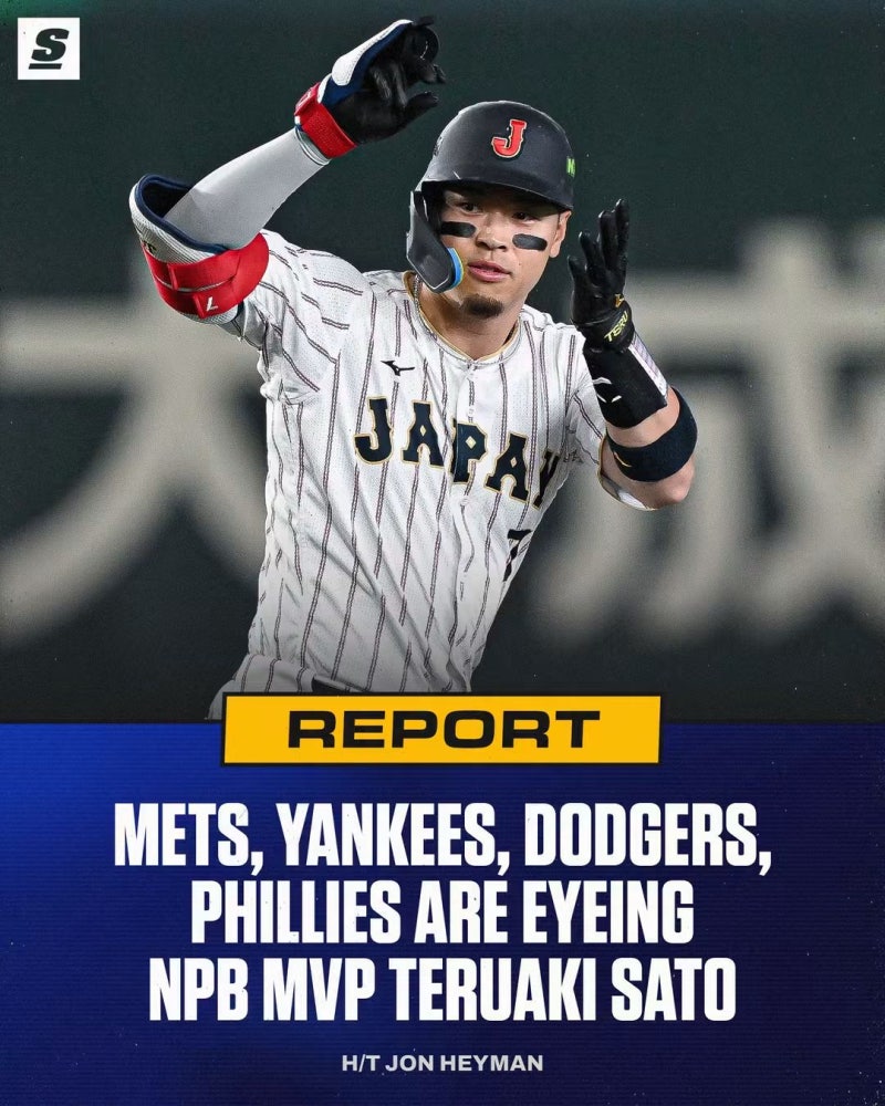 [MLB] "NPB MVP 출신 거포" 사토 테루아키, MLB 빅마켓 4개 구단 집중 관심