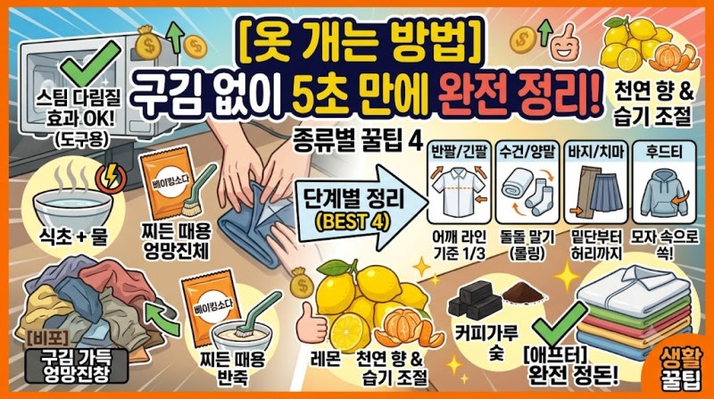옷 종류별로 구김없이 빨리 개는 방법