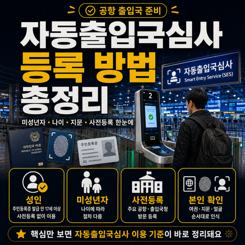 자동출입국심사 등록 방법! 미성년자 나이, 지문, 사전등록까지 총정리