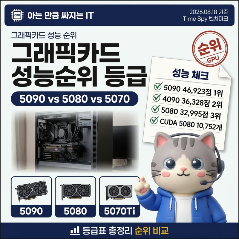 그래픽카드성능순위 2026년 8월 기준 최신 등급표 비교