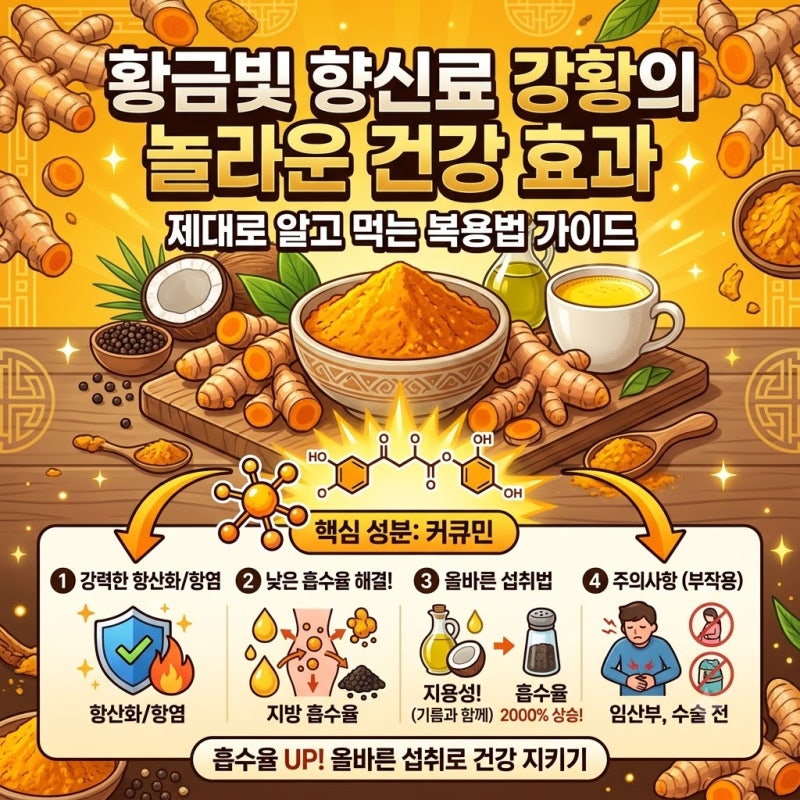 황금빛 향신료 강황의 놀라운 건강 효과, 제대로 알고 먹는 복용법 가이드