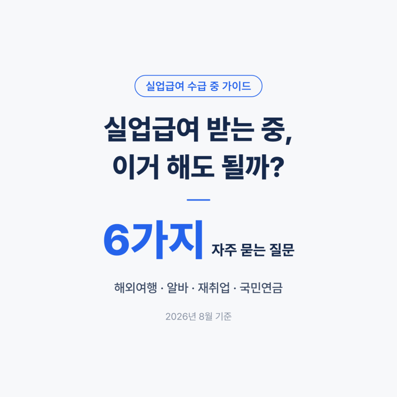 실업급여 수급 중 해외여행·알바 가능할까 — 2026년 기준 정리